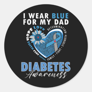 I Wear Blue For My Dad Type 1 Diabetes Awareness M Classic Round Sticker