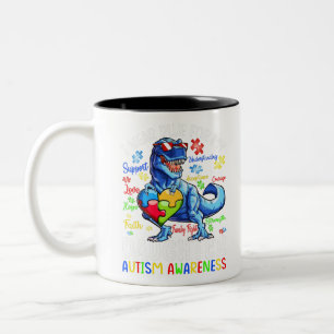 I Wear Blue For My Daughter Autism Awareness Two-Tone Coffee Mug