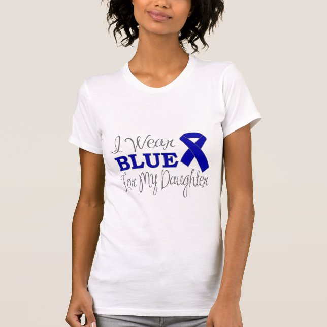 I Wear Blue For My Daughter (Blue Ribbon) T-Shirt (Front)