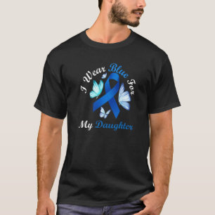 I Wear Blue For My Daughter Butterfly Diabetes Awa T-Shirt
