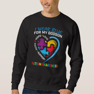 I Wear Blue For My Godson Autism Awareness Puzzle  Sweatshirt
