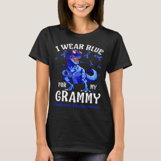 I Wear Blue For My GRAMMY Autism Awareness Dinosau T-Shirt