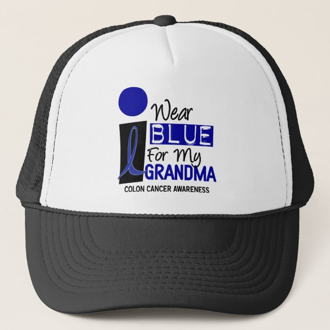 I Wear Blue For My Grandma 9 COLON CANCER T-Shirts Trucker Hat (Front)