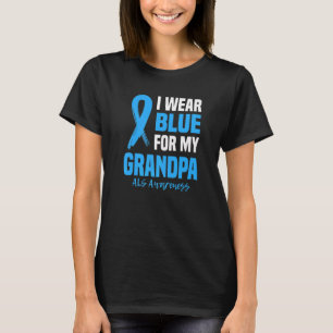 I Wear Blue For My Grandpa Als Awareness Angel Rib T-Shirt