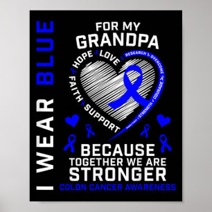 I Wear Blue For My Grandpa Colon Cancer Awareness Poster