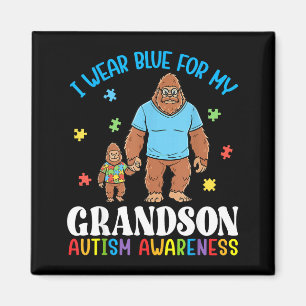 I Wear Blue For My Grandson Autism Awareness Bigfo Magnet