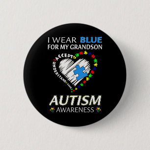 I Wear Blue For My Grandson Autism Awareness Famil 6 Cm Round Badge
