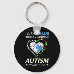 I Wear Blue For My Grandson Autism Awareness Famil Key Ring