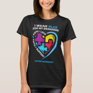 I Wear Blue For My Grandson Autism Awareness Grand T-Shirt