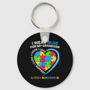 I Wear Blue For My Grandson Autism Awareness Key Ring