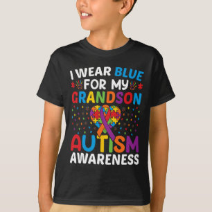 I Wear Blue For My Grandson Autism Awareness Mum D T-Shirt