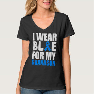 I Wear Blue For My Grandson Autism Awareness Ribbo T-Shirt