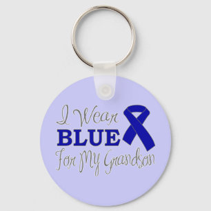 I Wear Blue For My Grandson (Blue Ribbon) Key Ring