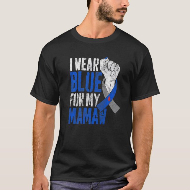 I Wear Blue For My Mamaw Diabetes Awareness Ribbon T-Shirt (Front)