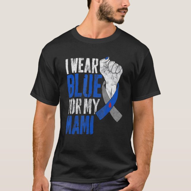 I Wear Blue For My Mami Diabetes Awareness Ribbon T-Shirt (Front)