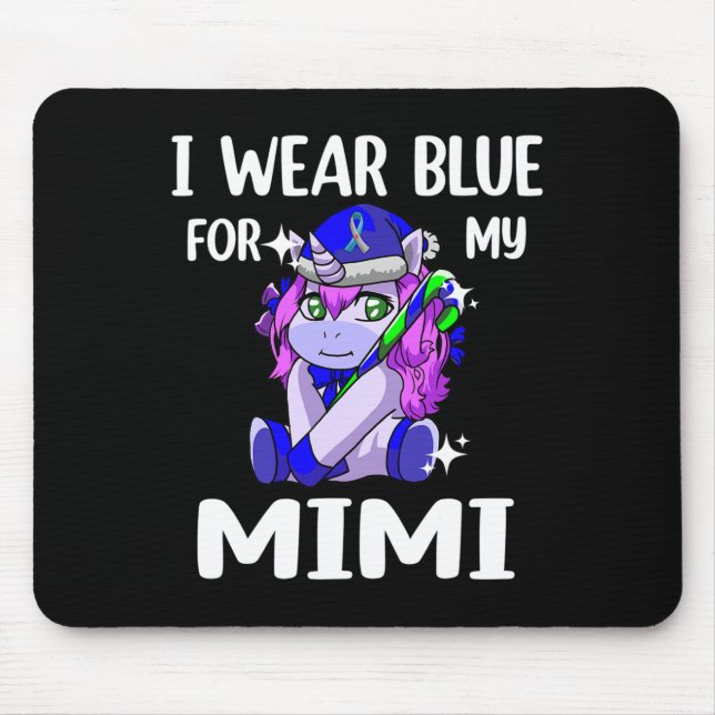 I Wear Blue For My Mimi Diabetes Awareness Support Mouse Pad (Front)