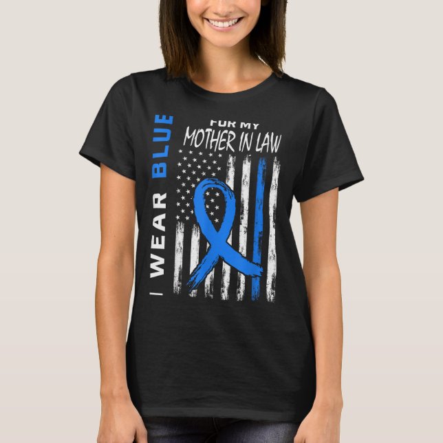 I Wear Blue For My Mother In Law Diabetes Awarenes T-Shirt (Front)