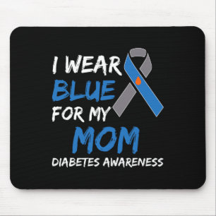 I Wear Blue For My Mum Diabetes Awareness Ribbon 2 Mouse Pad