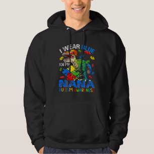 I Wear Blue For My Nana Autism Awareness Dinosaur Hoodie