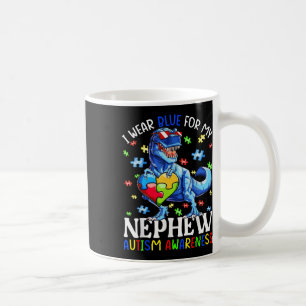 I Wear Blue For My Nephew Autism Awareness Dinosau Coffee Mug