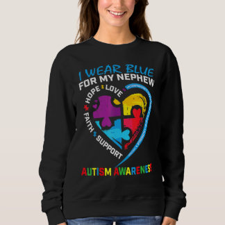 I Wear Blue For My Nephew Autism Awareness Puzzle  Sweatshirt