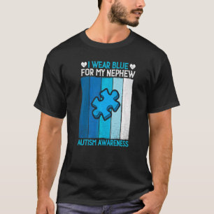 I Wear Blue For My Nephew Autism Awareness Puzzle  T-Shirt