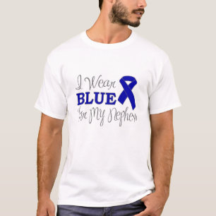 I Wear Blue For My Nephew (Blue Awareness Ribbon) T-Shirt
