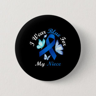 I Wear Blue For My Niece Butterfly Diabetes Awaren 6 Cm Round Badge