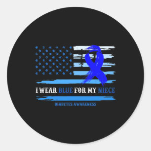 I Wear Blue For My Niece Diabetes Awareness Month  Classic Round Sticker