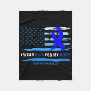 I Wear Blue For My Niece Diabetes Awareness Month Fleece Blanket