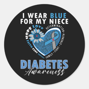 I Wear Blue For My Niece Type 1 Diabetes Awareness Classic Round Sticker