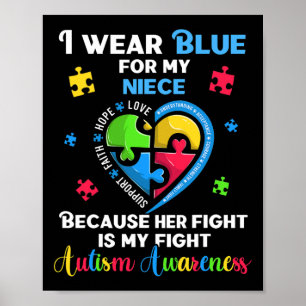 I Wear Blue For My Niece Uncle Aunt Poster