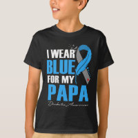 I Wear Blue For My Papa Diabetes Awareness Feather