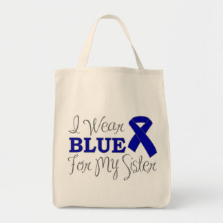 I Wear Blue For My Sister (Blue Awareness Ribbon) Tote Bag