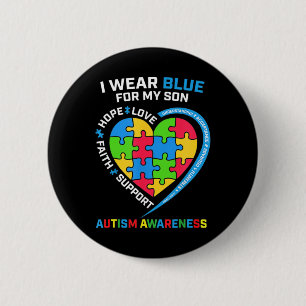 I Wear Blue For My Son Autism Awareness 2 6 Cm Round Badge