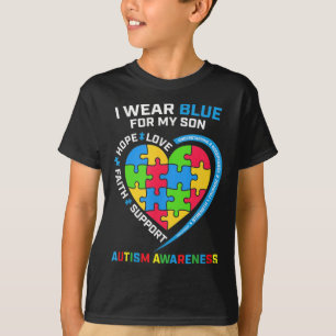 I Wear Blue For My Son Autism Awareness 2 T-Shirt
