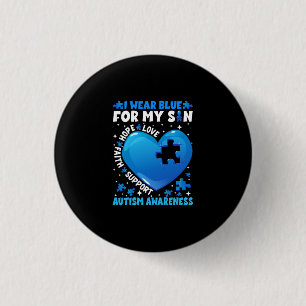 I Wear Blue For My Son Autism Awareness 3 Cm Round Badge