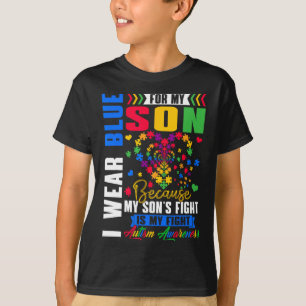 I Wear Blue For My Son Autism Awareness Day Aunt U T-Shirt