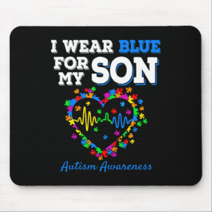 I Wear Blue For My Son Autism Awareness Day Mum Da Mouse Pad