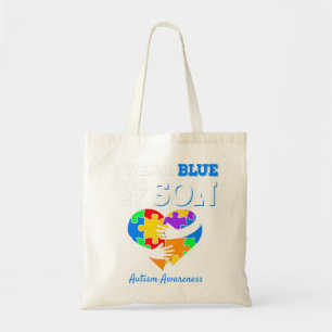 I Wear Blue For My Son Autism Awareness day Mum Da Tote Bag