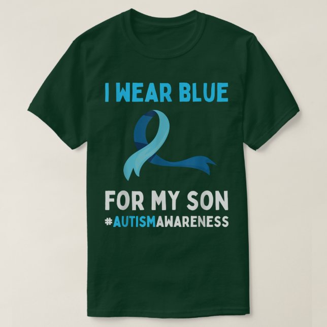 I Wear Blue For My Son Autism Awareness Day Puzzle T-Shirt (Design Front)