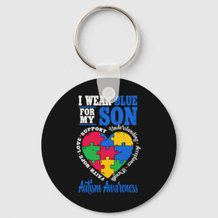 I Wear Blue For My Son Autism Awareness  Key Ring