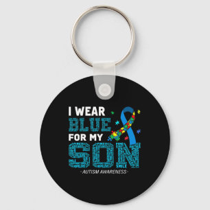 I Wear Blue For My Son Autism Awareness Month Mum Key Ring