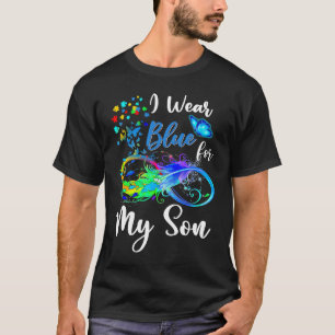 I Wear Blue For My Son Autism Awareness Month T-Shirt