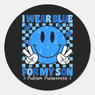 I Wear Blue For My Son Autism Awareness Mum Dad Au Classic Round Sticker