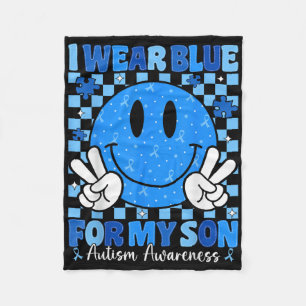 I Wear Blue For My Son Autism Awareness Mum Dad Au Fleece Blanket