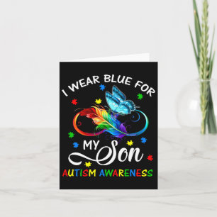 I Wear Blue For My Son Autism Awareness Mum Dad  Card