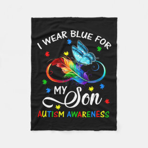 I Wear Blue For My Son Autism Awareness Mum Dad Fleece Blanket