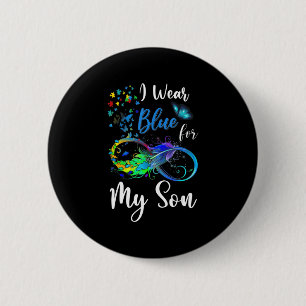 I Wear Blue for My Son Autism Awareness Mum Dad Ki 6 Cm Round Badge