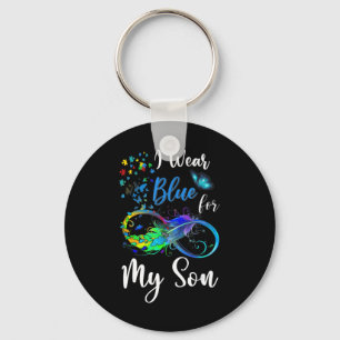 I Wear Blue for My Son Autism Awareness Mum Dad Ki Key Ring